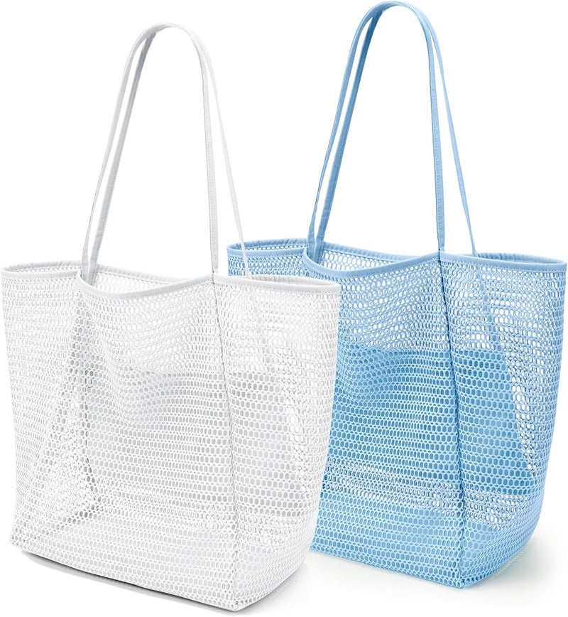 KALIDI BeachNylon Mesh Tote Bag, Casual Tote Bag Hobo Women Foldable MAX 23L Shoulder Bag For Beach Picnic Vacation - Image 1